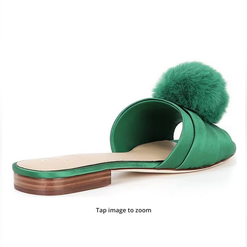 Antonio Melani x The Nat Note Olga Satin Pom Detail Slide Sandals - Picture 5 of 7